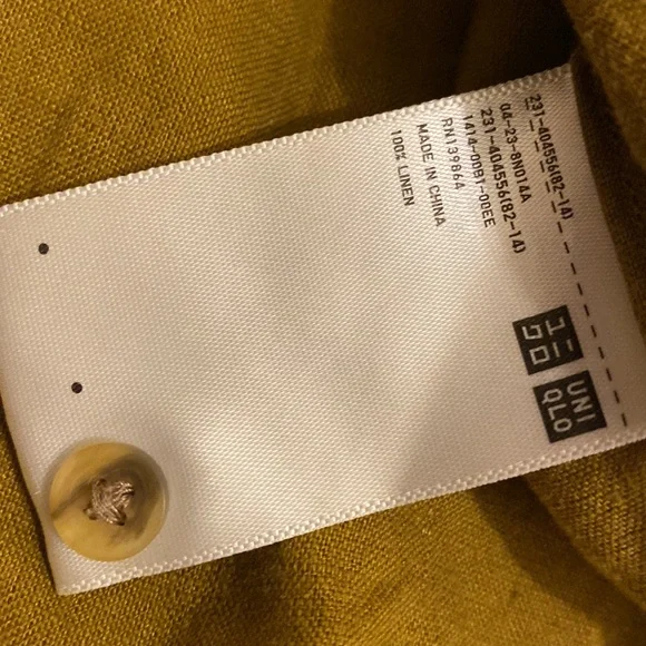 Uniqlo Mustard Brown Linen Shirt. Size S - Picture 6 of 6